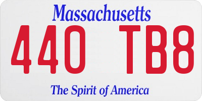 MA license plate 440TB8