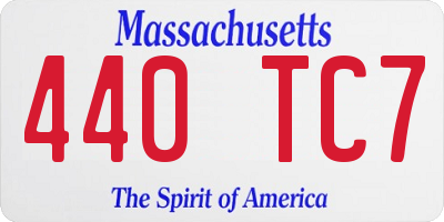 MA license plate 440TC7