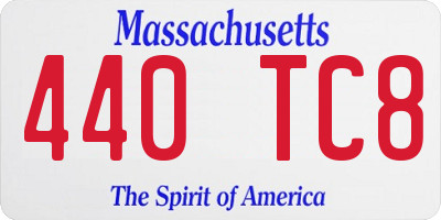MA license plate 440TC8