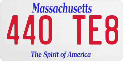 MA license plate 440TE8