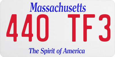 MA license plate 440TF3