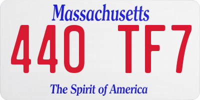 MA license plate 440TF7