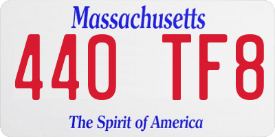 MA license plate 440TF8