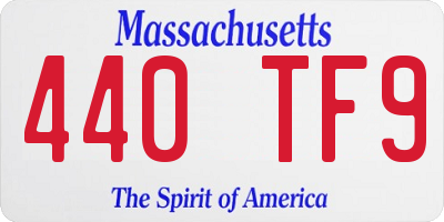 MA license plate 440TF9