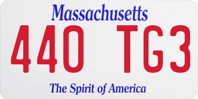 MA license plate 440TG3