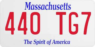 MA license plate 440TG7
