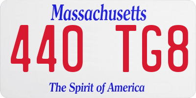 MA license plate 440TG8