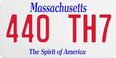 MA license plate 440TH7