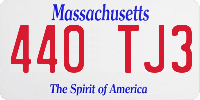 MA license plate 440TJ3