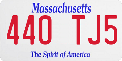 MA license plate 440TJ5