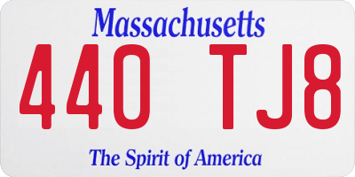 MA license plate 440TJ8