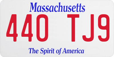 MA license plate 440TJ9