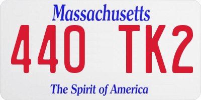 MA license plate 440TK2