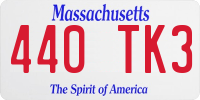 MA license plate 440TK3