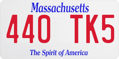 MA license plate 440TK5
