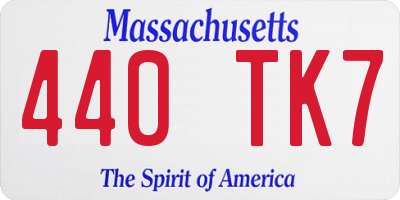 MA license plate 440TK7