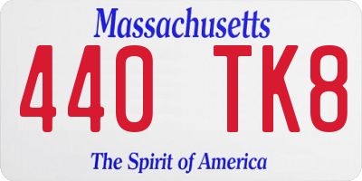 MA license plate 440TK8