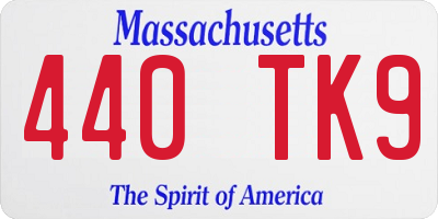 MA license plate 440TK9