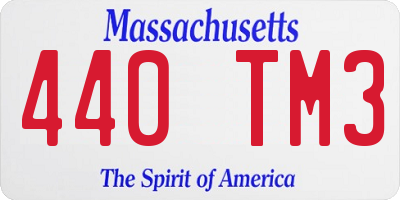 MA license plate 440TM3