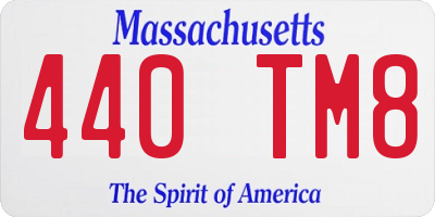 MA license plate 440TM8