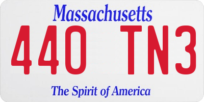 MA license plate 440TN3