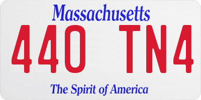 MA license plate 440TN4