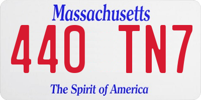 MA license plate 440TN7