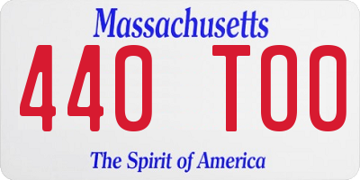 MA license plate 440TO0