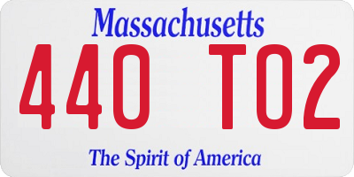 MA license plate 440TO2