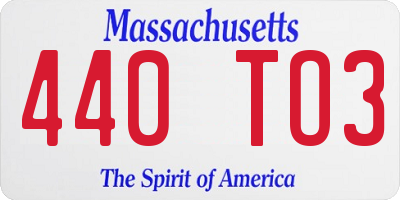 MA license plate 440TO3
