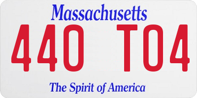 MA license plate 440TO4