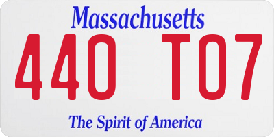 MA license plate 440TO7