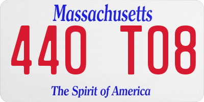 MA license plate 440TO8