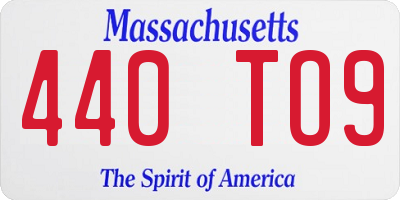 MA license plate 440TO9