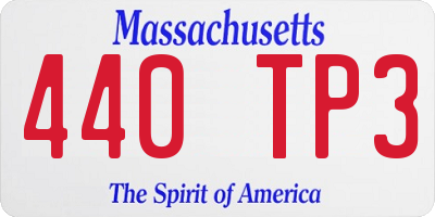 MA license plate 440TP3