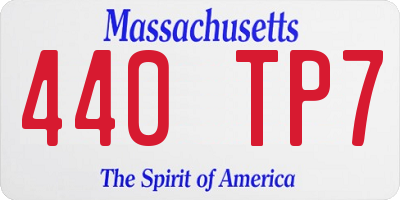 MA license plate 440TP7