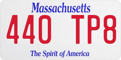 MA license plate 440TP8