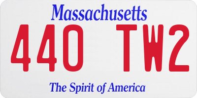 MA license plate 440TW2