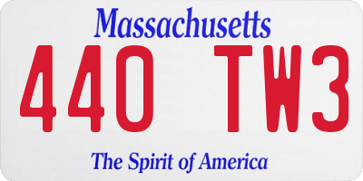 MA license plate 440TW3