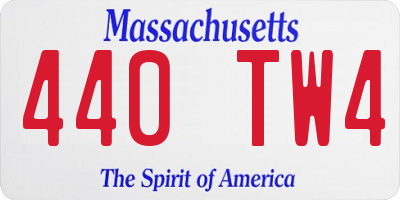 MA license plate 440TW4