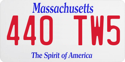 MA license plate 440TW5