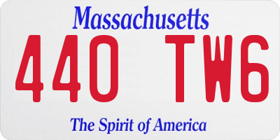 MA license plate 440TW6