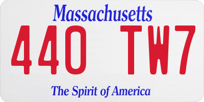 MA license plate 440TW7