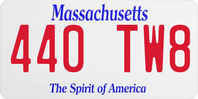 MA license plate 440TW8