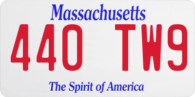 MA license plate 440TW9