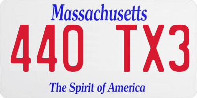 MA license plate 440TX3