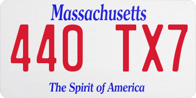 MA license plate 440TX7