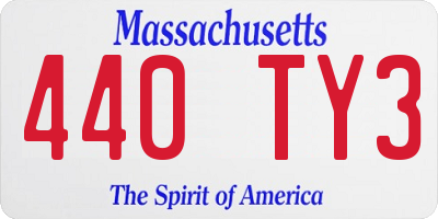 MA license plate 440TY3