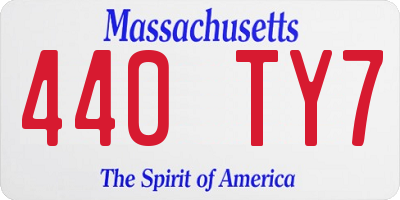 MA license plate 440TY7