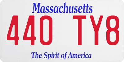MA license plate 440TY8